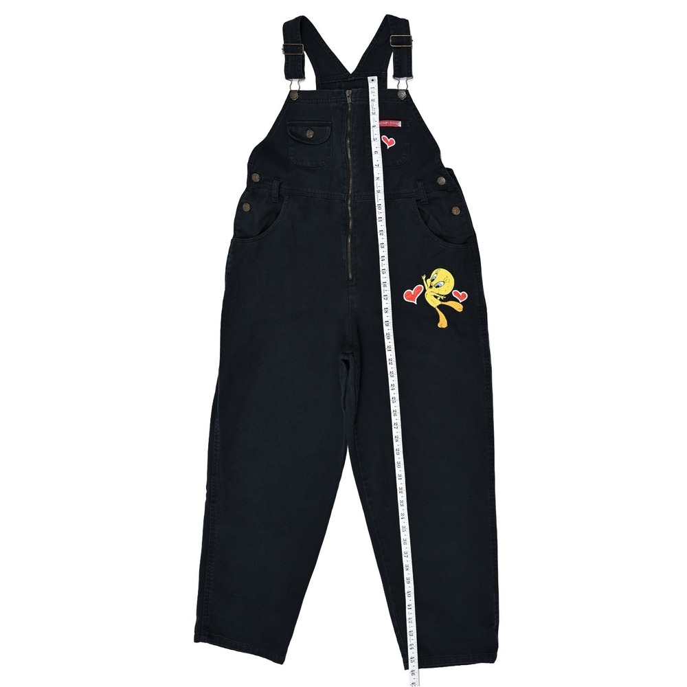 Vintage Looney Tunes Tweety Bird Overalls Womens 16 Dark Navy Embroidered 90s - Picture 3 of 11